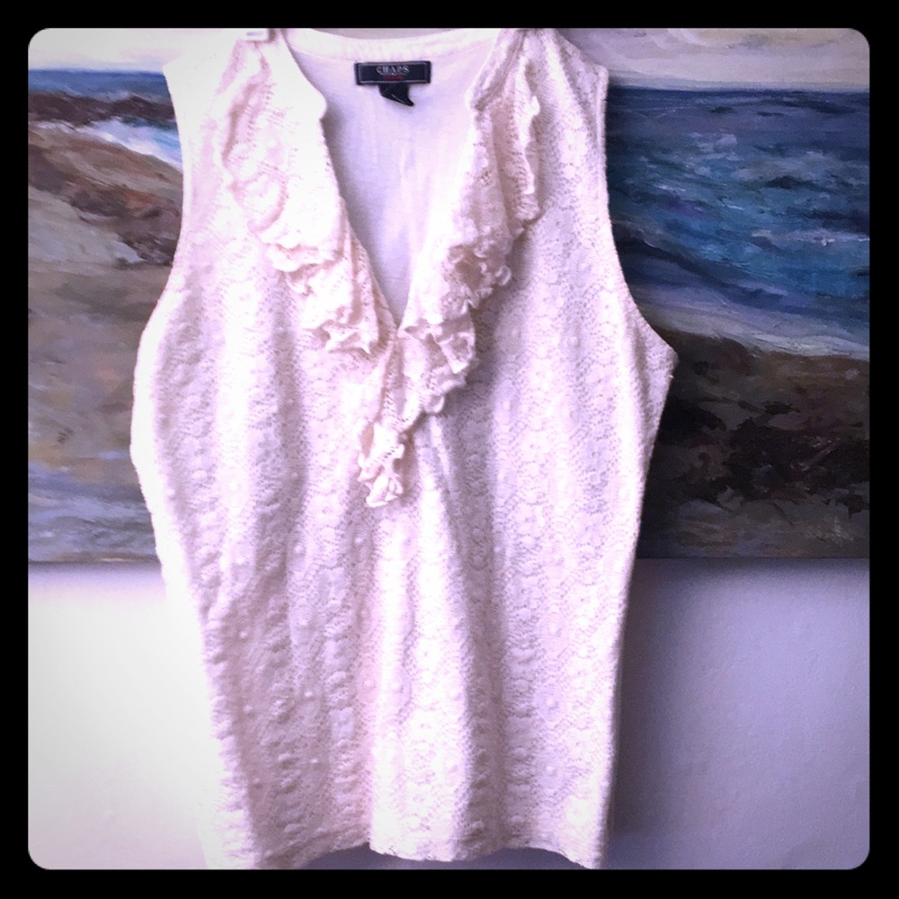 Chaps Cream Ruffle Top
